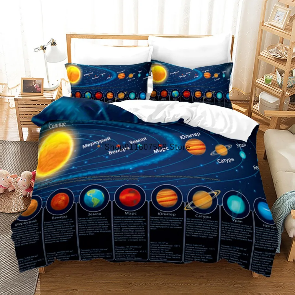 

Eight Planet Bedding Set Universe Fashion 3D Print Galaxy Space Luxury Queen King Size Duvet Cover Set Kids Home Textile Decor