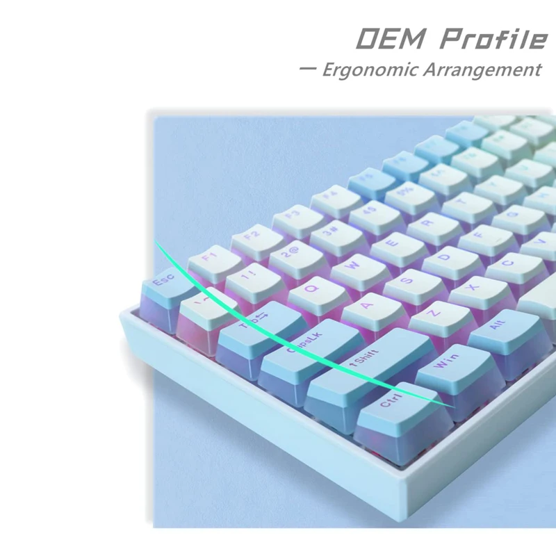 Pudim Pbt Keycaps Double Shot Azul Branco Perfil Oem Alfândega Keycap para 100 75 65 60 Teclado Mecânico 165 Key Set - Imagem 2