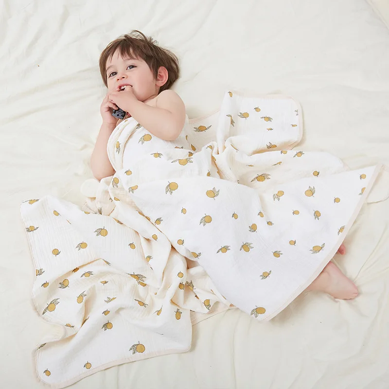 Kangobaby #My Soft Life# Four Seasons 4 Layers Muslin Cotton Baby Bath Towel Breathable Newborn Cape Blanket Hooded Beach Robe 4