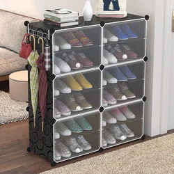 Zapatero de plástico a prueba de polvo, armario de almacenamiento Simple y moderno, color negro, para habitación