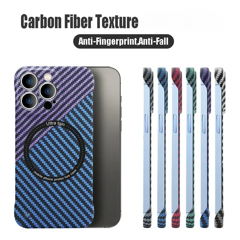 Ultra Thin Carbon Fiber Magnetic Case with Magsafe Wireless Charging - Frameless Cover