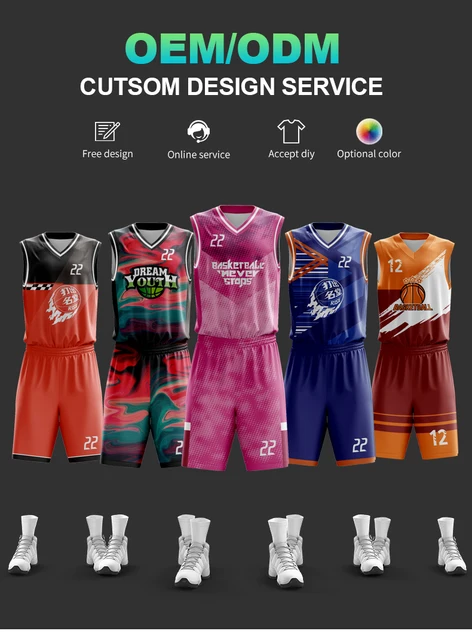 sublimation unique pink basketball jersey design