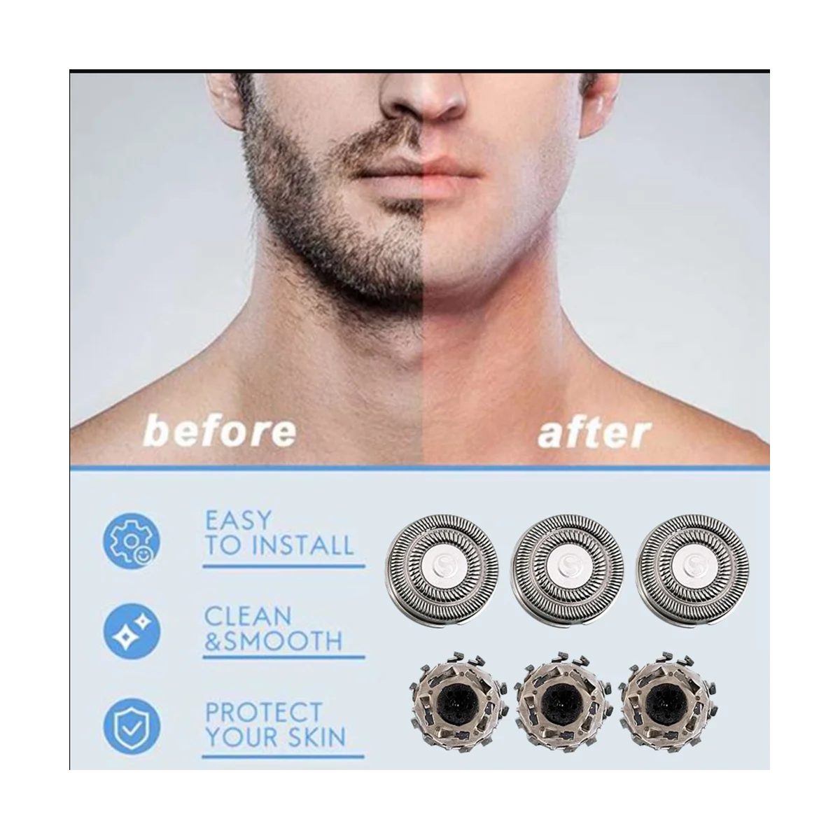 3PCS for Xiaomi Mijia S500C S500 S300 Electric Shaver Head Replace Shaver Net MJTXD01SKS Cutter Head Accessories 2