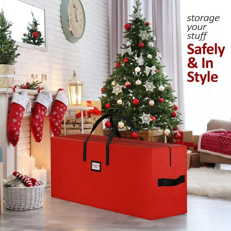 Christmas Tree Storage Bag Foldable Oxford Cloth Artificial Wreath Bag With Handle Anti-Moisture Christmas Garland Organizer