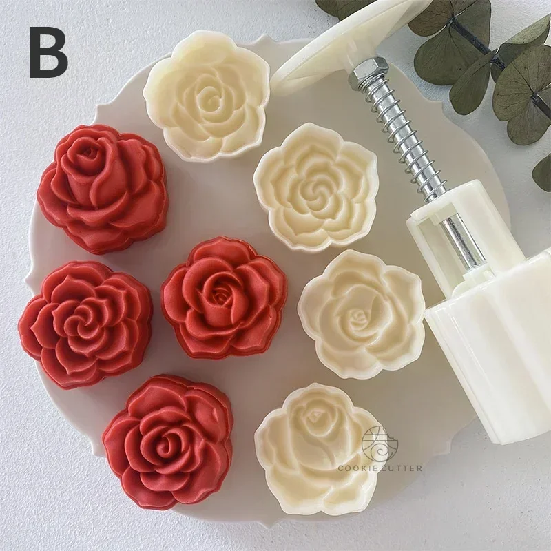 4pcs/set Cherry Blossom Rose Pattern Silicone Mold Cake Chocolate Candy Home Kitchen Cake Molds Handmade DIY Candle Soap Mould