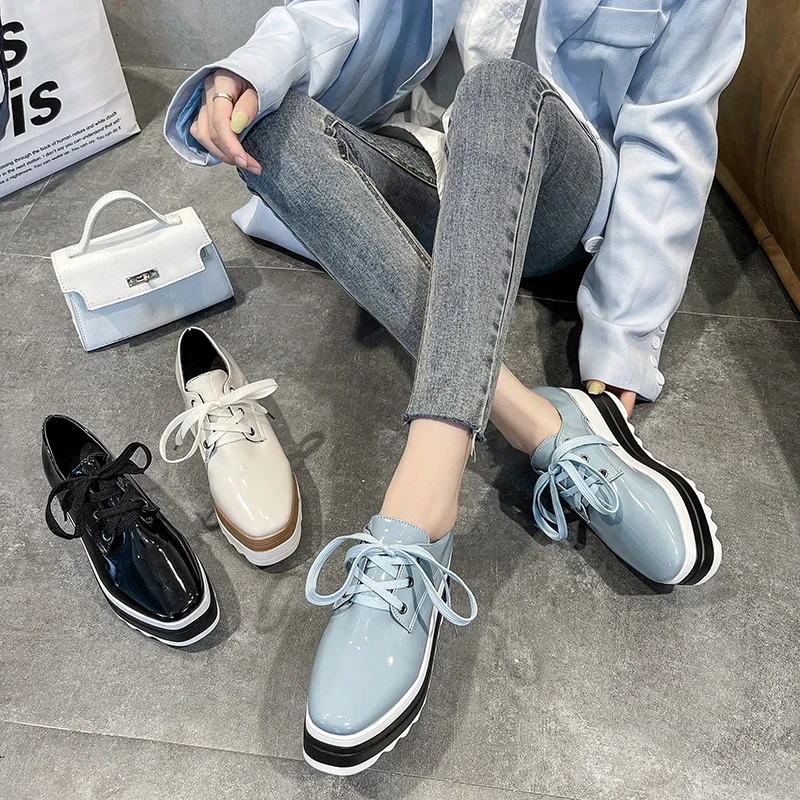 Women flats shoes spring moccasin Fashion creepers shoes lady loafers