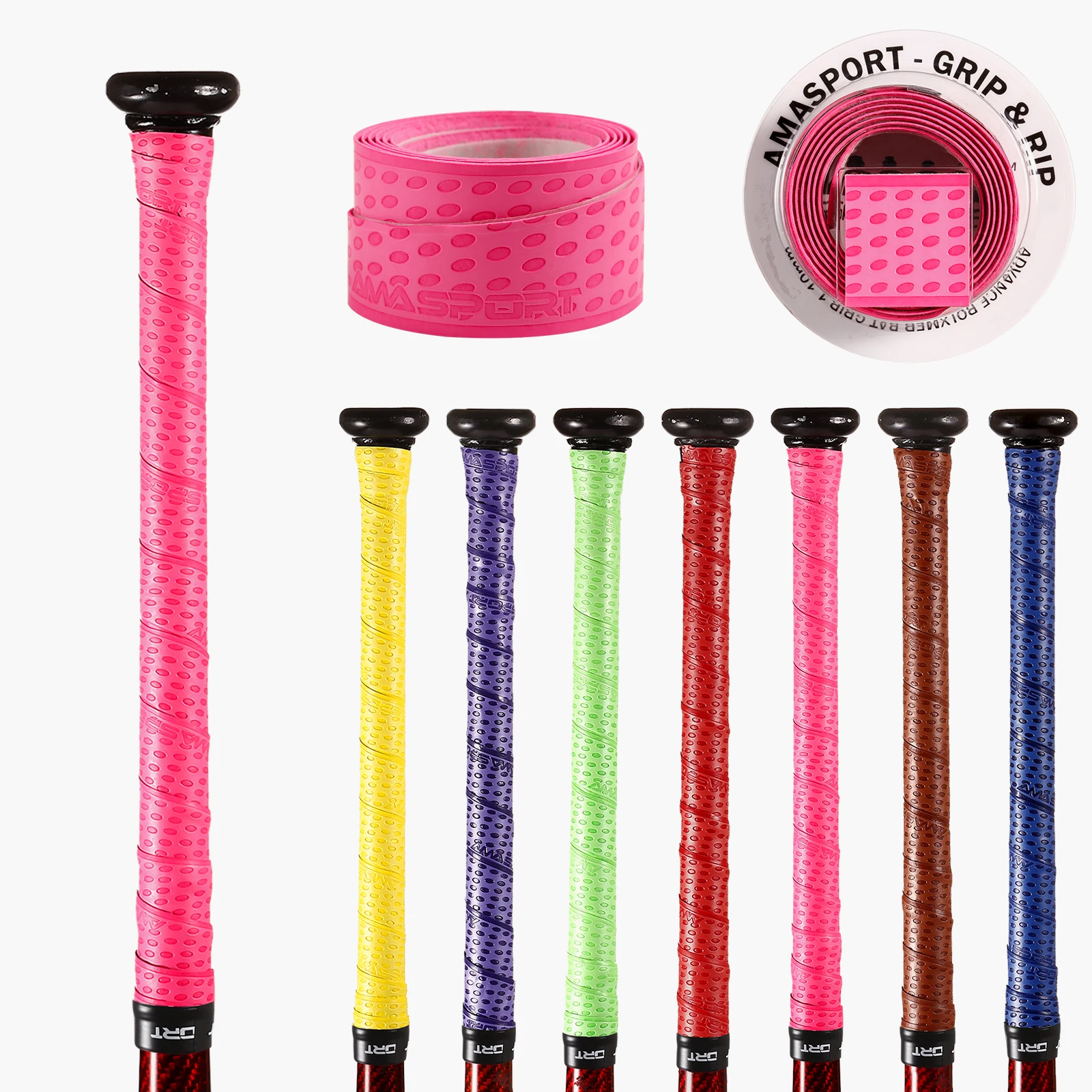 AMASPORT Anti-Slip Overgrip Softball Baseball Bat Grip Tapes Pink Sweatband high strenght 20 25 28 30 32 inch aluminum baseball bat hard ball black blue red training softball baseball bat stick