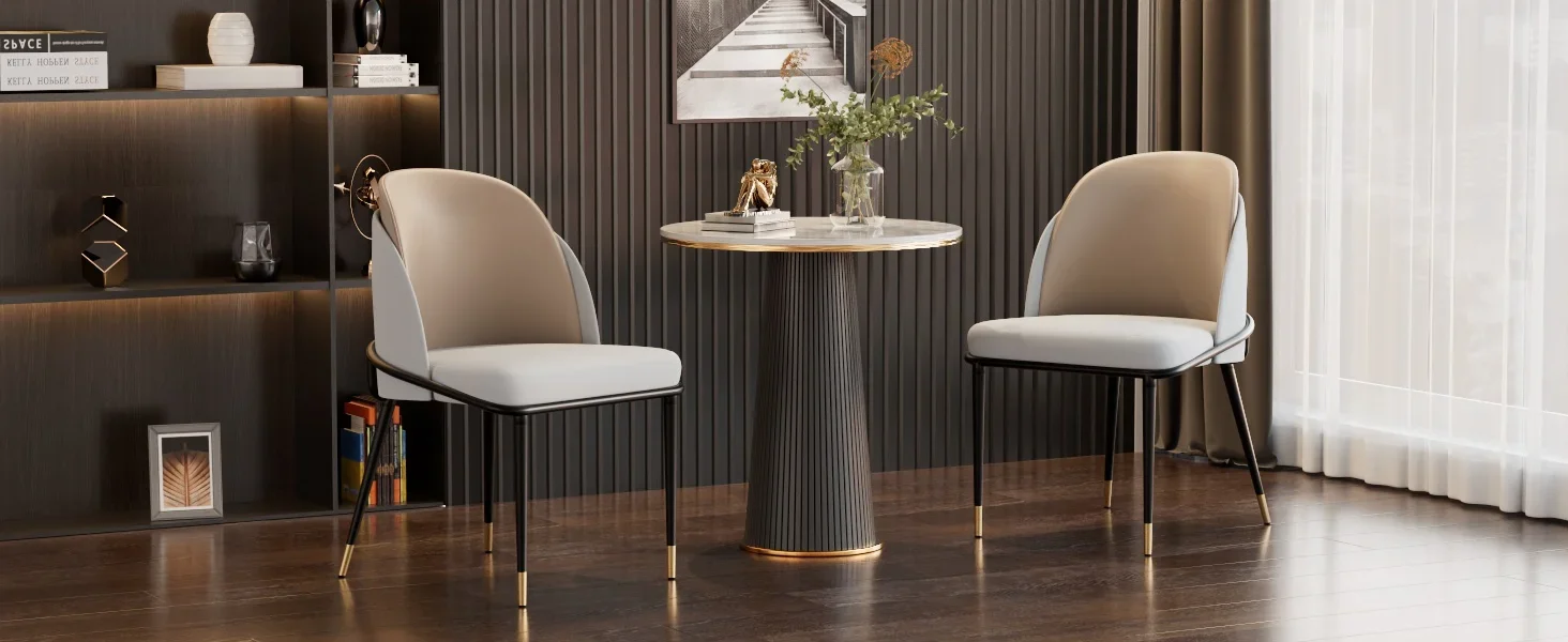Description Picture 2 of itemLuxury Dining Chairs Kitchen Accent Leisure Microfiber Leather Individual Living Room Chairs Dining Sillas Comedor Kitchen Study
