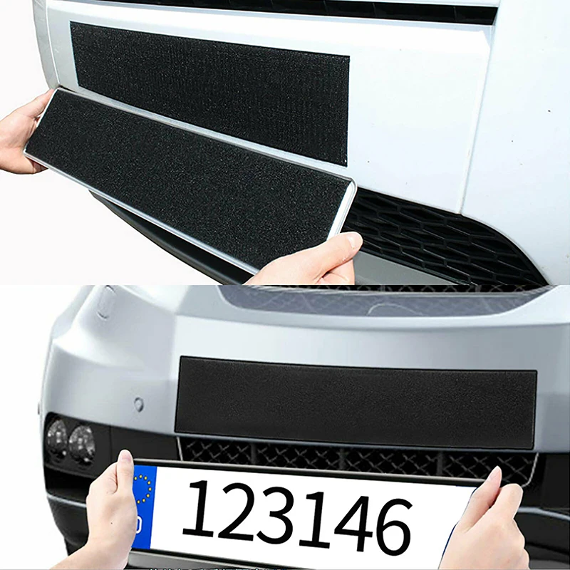 Adhesive Frameless Black Weather-Proof License Plate Holder Set - 2 Pack