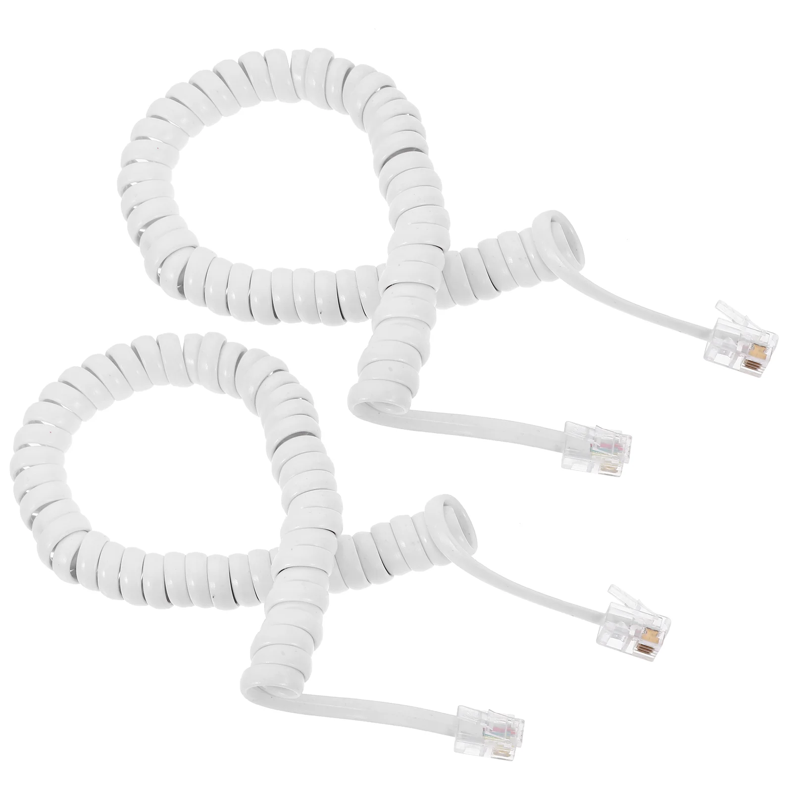 2 Pcs Telephone Cord Landline Spring Spiral Phones Cable Coiled Cords Wire Abs Cables for Accessory