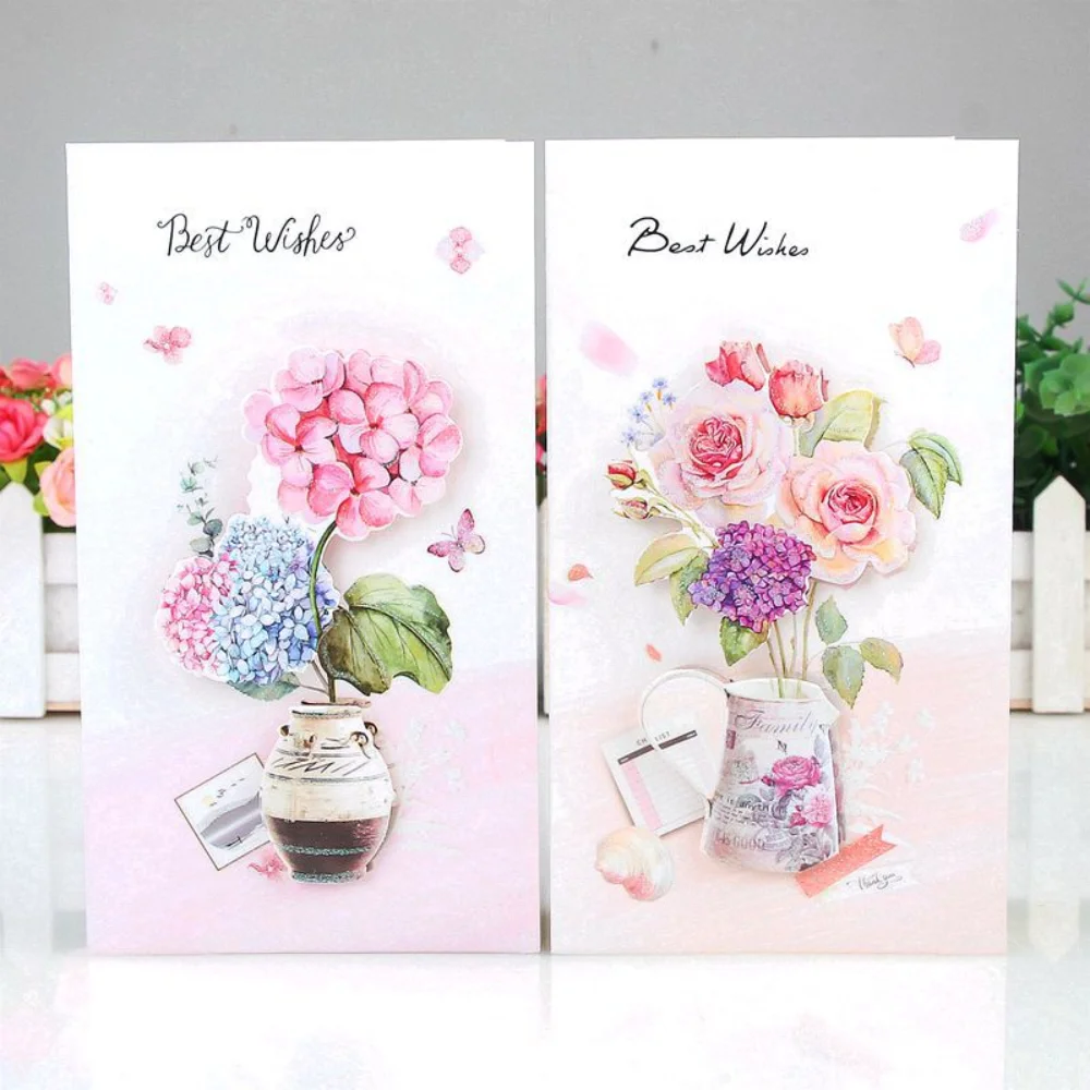 

8pcs/set Greeting Cards with Envelope 3d Flower Glitter for Business Paper Mother's Teacher's Valentine's Birthday Day Gift Card