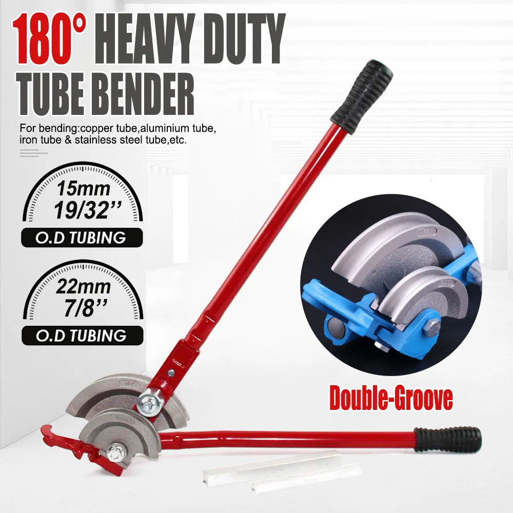 15 + 22mm O.D Tubing Benders Double-Grooue for Home Improvement Tap Water Copper Pipe Hard Pipe 180 Degree Heavy Duty Bender