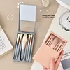 2024 New 5 pieces mirror box with skylight powder brush concealer blush super soft brush boxed mini portable makeup 4