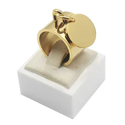 Elegant Oval Geometric Stainless Steel Charm Ring - 7 (Like picture)