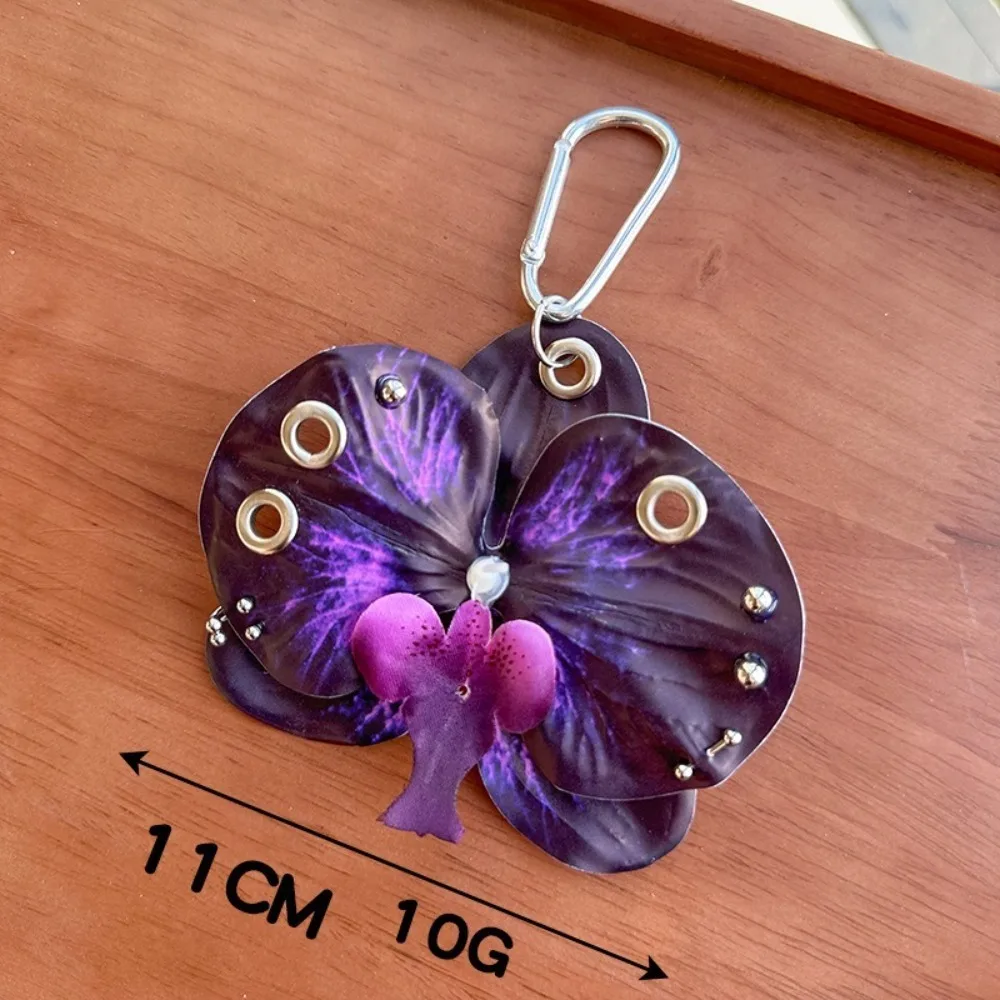Fashion Simulation Flower Orchid Lily Keychain Colorful Backpack Decoration Flower Bag Pendant Gifts Backpack Hangings Decor