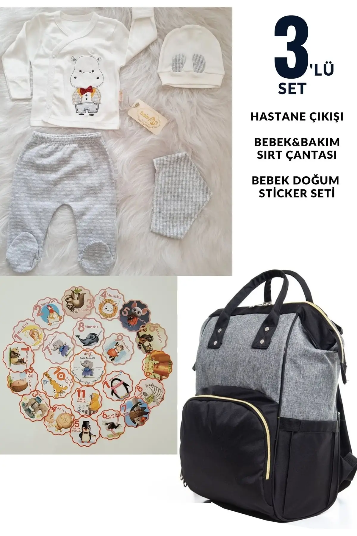 

100% Cotton Hospital Outlet, Mom & Baby Care Backpack And Cute Animals 21 Piece Baby Sticker Set Cotton Ecrub