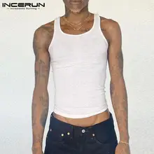 

American Style New Men's All-match Simple Waistcoat Fashion Casual Male Solid Pinstripe Sleeveless Vests S-5XL INCERUN Tops 2021