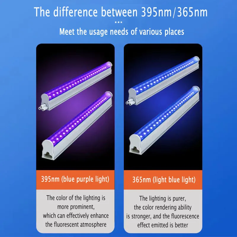 Black Light UV Lamp Strip T5 Tube 5VWUSB Indoor Ambient Light Money Detector Decor UV395NM Nail Ultraviolet Lamp