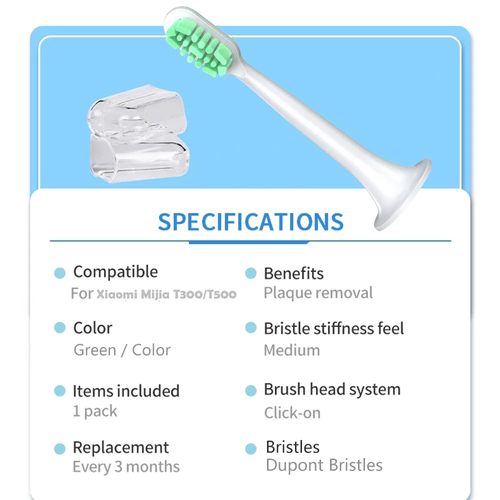 미지아 T300 T500 MES601 T700 전동 칫솔용 교체용 칫솔모
