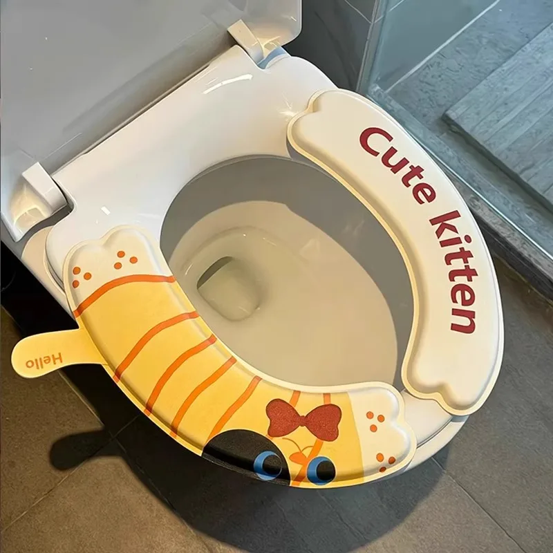 1 SET Cartoon Toilet Seat Cover Mat Warm Soft Toilet Cover Seat Lid Pad Bathroom Closestool Protector Bathroom Acces