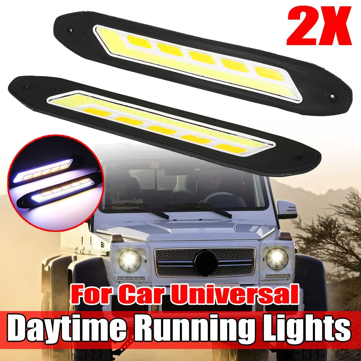 

2Pcs 12V 26cm Car LED COB Daytime Running Light COB DRL Fog Lights Driving Fog Lamp Waterproof White Amber