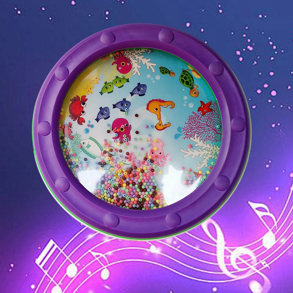 25cm Child Ocean Wave Bead Drum Gentle Sea Sound Musical Educational Toy Tool For Baby Early Learning Music Instrument Toys