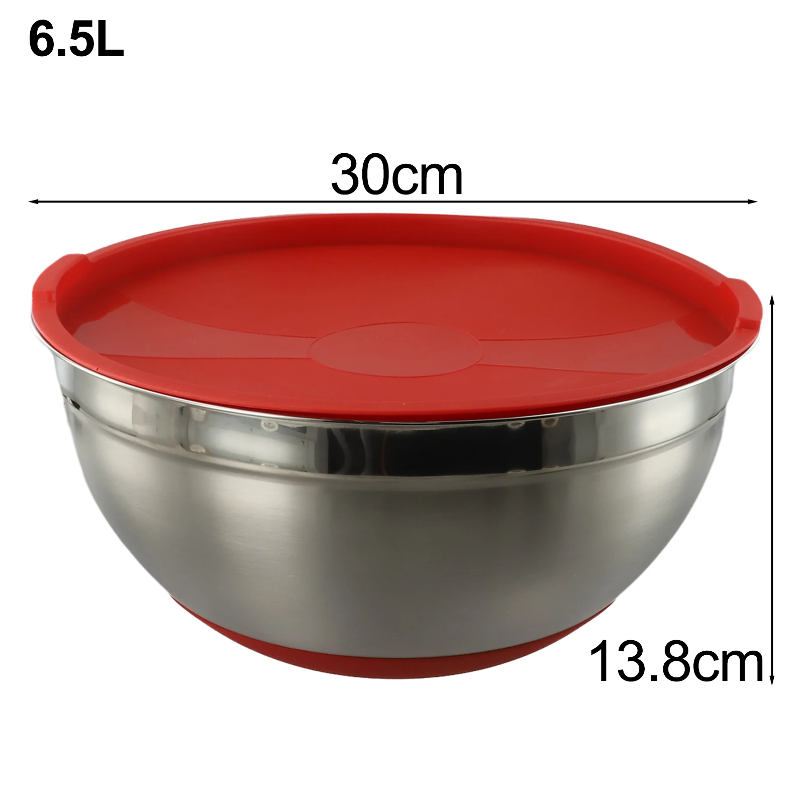 1PC Stainless Steel Salad Bowl Cooking Bowl With Lid Silicone Bottom Non-slip Grip Salad For Home Kitchen Cooking Baking