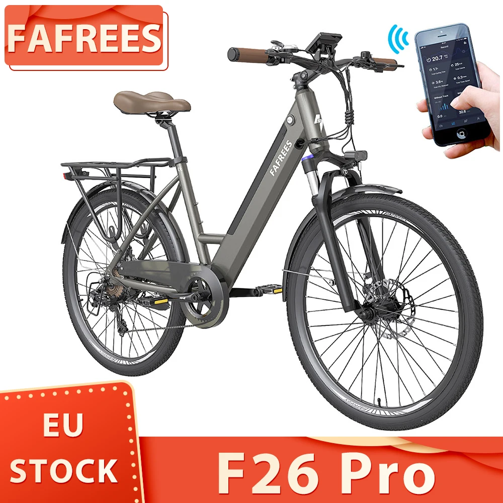 Fafrees F26 Pro Bici Elettrica 26 Pollici Step-Through Bicicletta Elettrica 25 Km/H 250W Motor City E-Bike 36V 10Ah Batteria App Connect