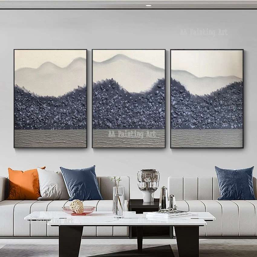 

Newest Textured Abstract Art 3D Thick Acrylic 3 Panels Oil Painting Artwork On Canvas Frameless Decoration Canvas Wall Art