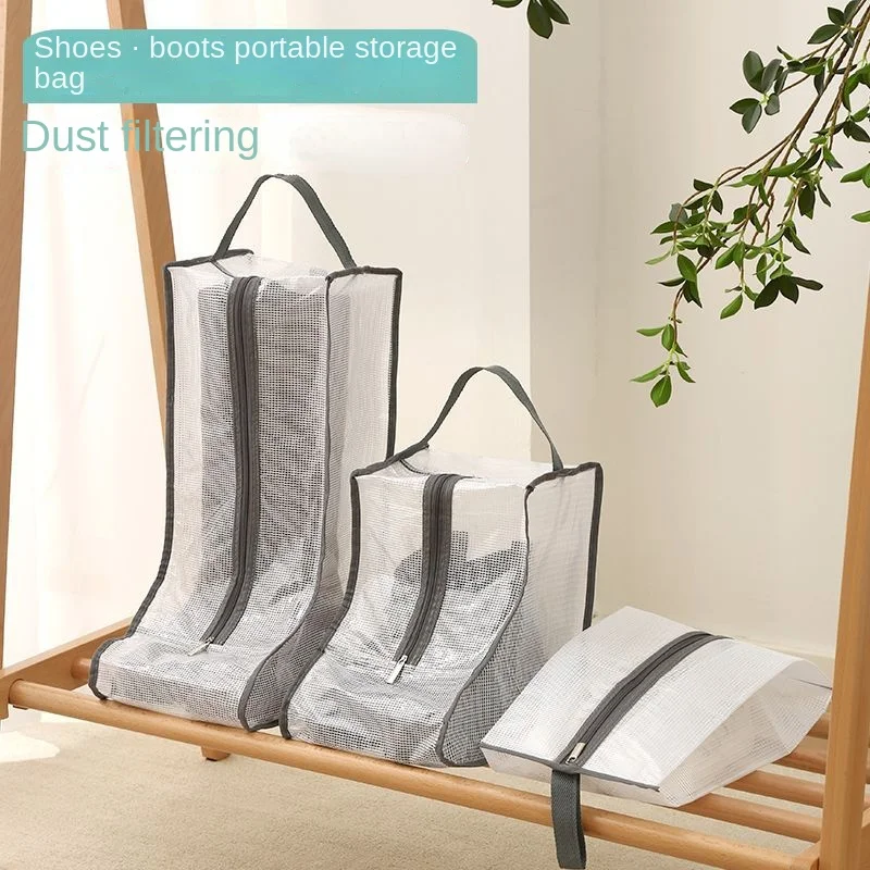 

Transparent Shoe Storage Bag Portable Shoe Rack Travel Length Boots Shoe Box Dust and Rain Bag Useful Things at Home
