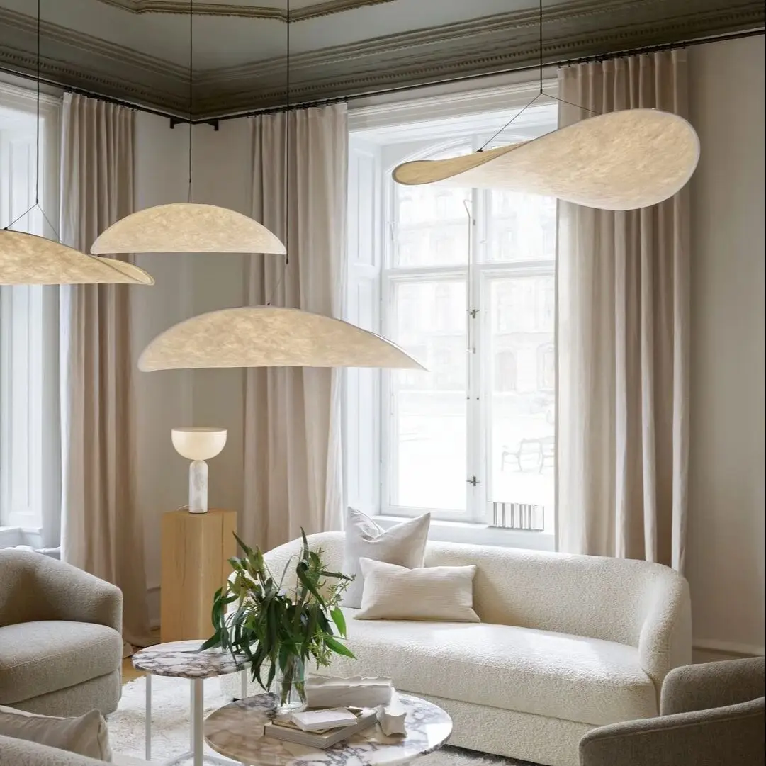 Modern LED Pendant Lamp Nordic Silk Chandelier For Living Room Home Decor Modern Silk Fabric Tense Pendant Light