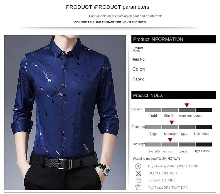 Description Picture 3 of itemSmart Casual Men Striped Smooth Shirts Streetwear Fashion Spring Summer Business Male Clothing Quick-drying Long Sleeve Blouse