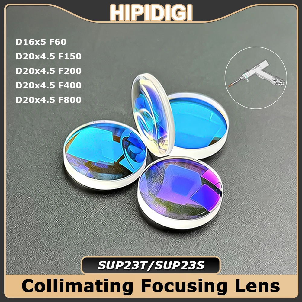 HIPIDIGI Laser-Kollimationsfokussierlinse D20 X 4.5 F150 F200 F400 F800 D16 X 5 F60 für SUP23T SUP23S Handgehaltene Laserschweißpistole