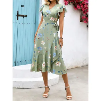 Women's Summer Green Floral Dress - Image 4