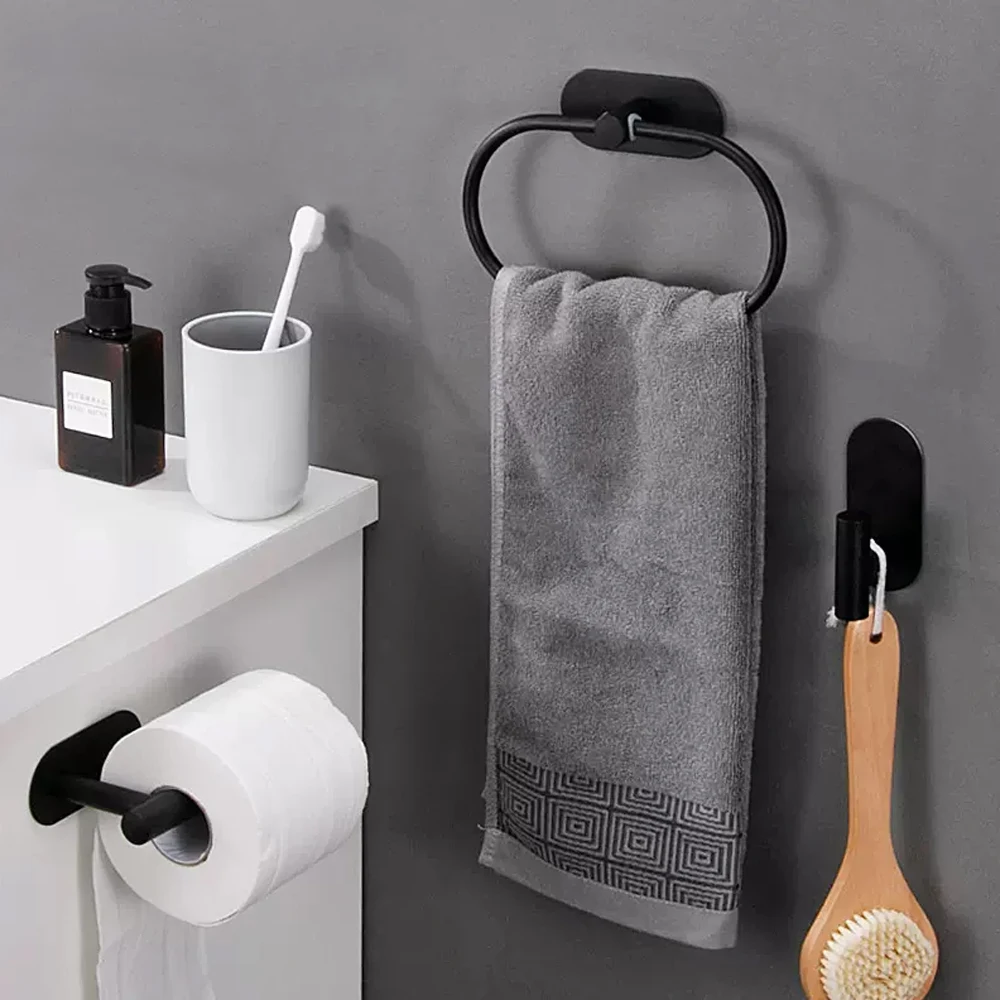 Adhesive Towel Ring Self Adhesive Hand Towel Ring Aluminum Rustproof Bathroom Holder Wall Mount