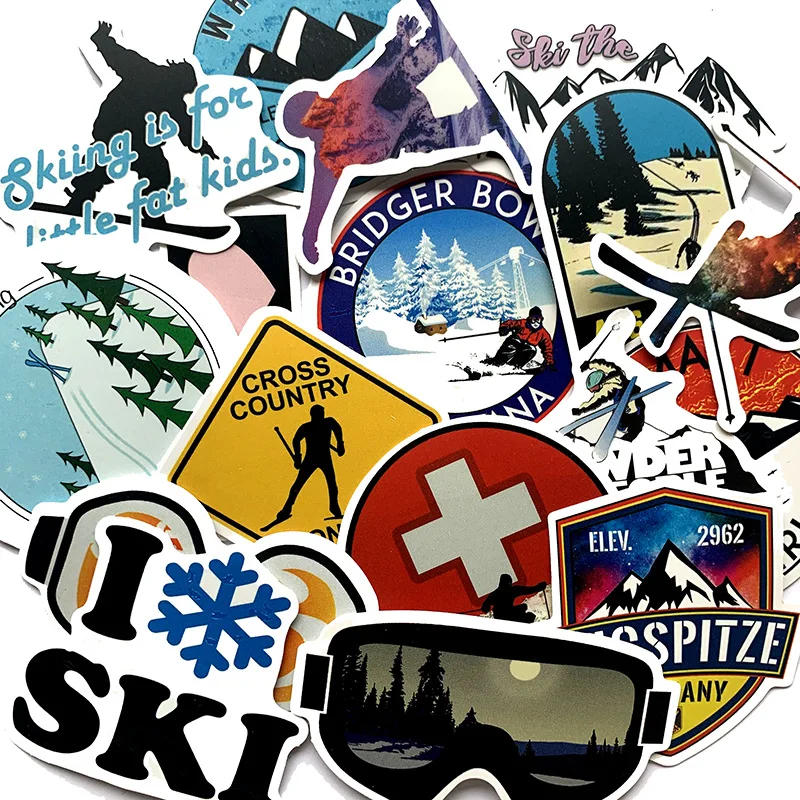 10/30/50pcs Winter Skiing Snow Mountain Graffiti Stickers For Luggage  Laptop Skateboard Snowboard Refrigerator Ski Decal Sticker