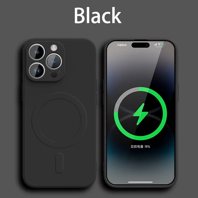 Magnetic Liquid Silicone Shockproof Soft Case with Wireless Charging
