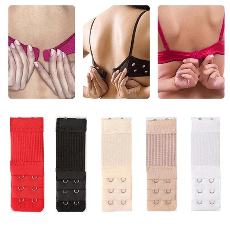 

Bra Extension Strap Extenders Women Adjustable Belt Buckle Nylon Elastic 3 Hooks 2 Rows Bra Extension Strap Hook Clip Expander