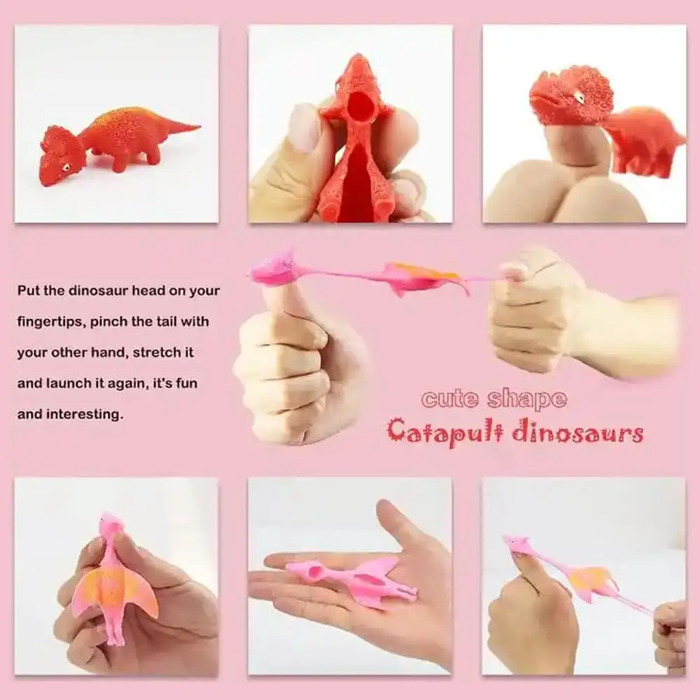 5-25PCS Catapult Launch Dinosaur Fun Tricky Slingshot Chick Practice Chicken Elastic Flying Finger Birds Sticky DecompressionToy