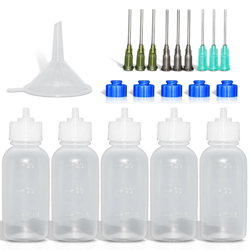 Dispensers Applicator Kit Plastic Squeeze BottlessDropping Tube Nozzle and Blunt Tip Needle etc Works for Liquid Glue and Ink