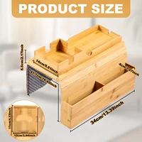 Bamboo Couch Cup Holder with Side Storage Pocket Anti-Slip Bamboo Sofa Armrest Tray Foldable Sofa Cup Holder for Cup Snack Drink 2