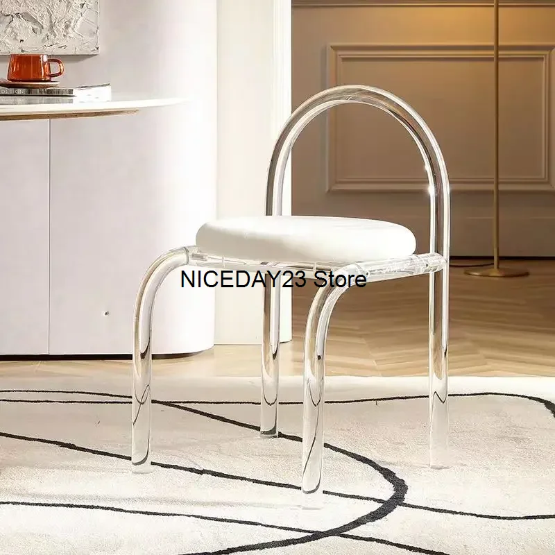 

Six Colors Crystal Makeup Chair Modern Acrylic Furniture Unique Relax Lounge Dining Chair Clear Meubles De Salon Household Items