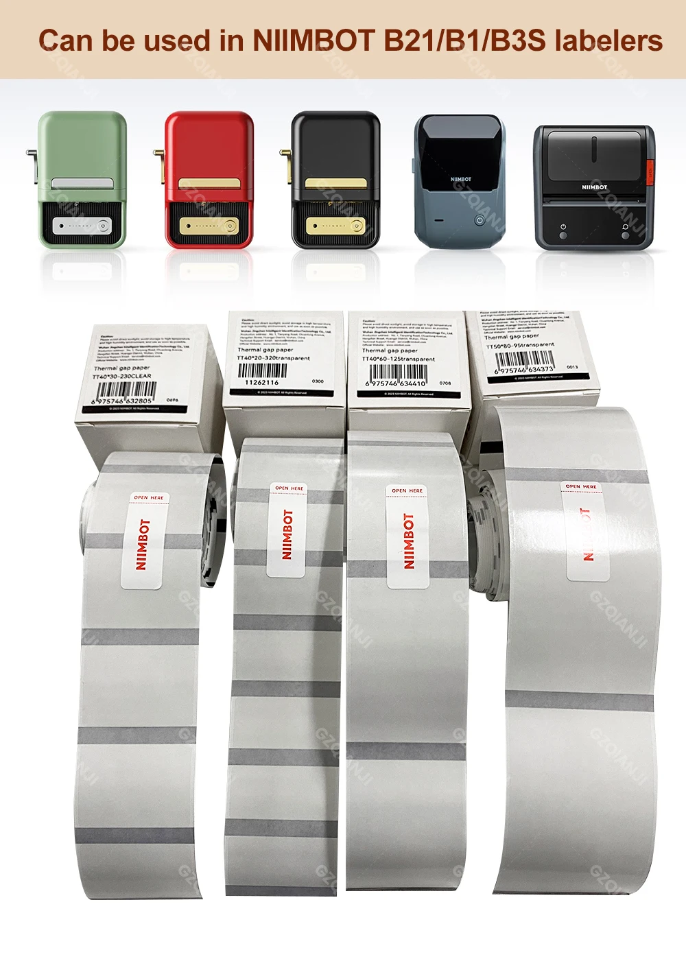 Description Picture 3 of itemNiiMbot B21 B1 B203 B3S Thermal Label Printer Transparent Label Rolls Waterproof Sticker Category Barcode Price Size Name Tag