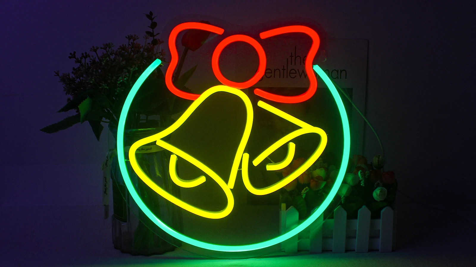 Description Picture 2 of itemBell Bow Neon Sign Led Lights Merry Christmas Room Decoration Dimmbale Wall Light Up Signs Bedroom Home Party Bar Navidad Lamp