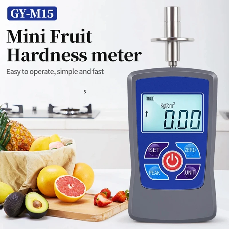 

Digital High Precision Fruit Hardness Tester Meter Real-time Peak Fruit Firmness Sclerometer LCD Backlight Fruit Dynamometer