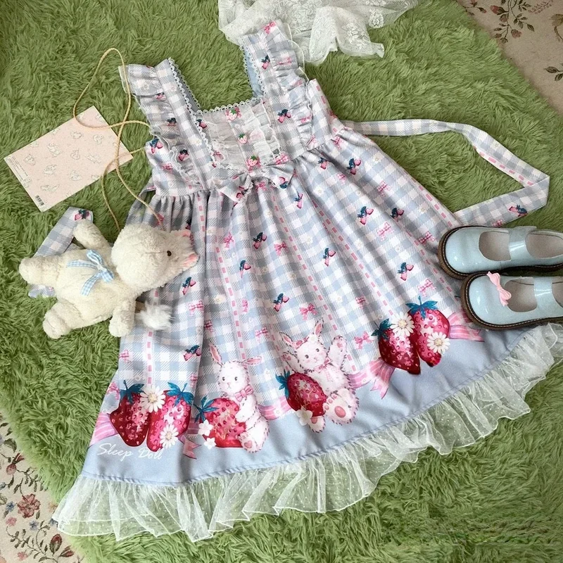 Lolita Dress KOSAHIKI Japanese Lolita Dress Girls Strawberry Bunny Jsk Dresses Women Harajuku Sleeveless Cute 2026 Cosplay Vestido