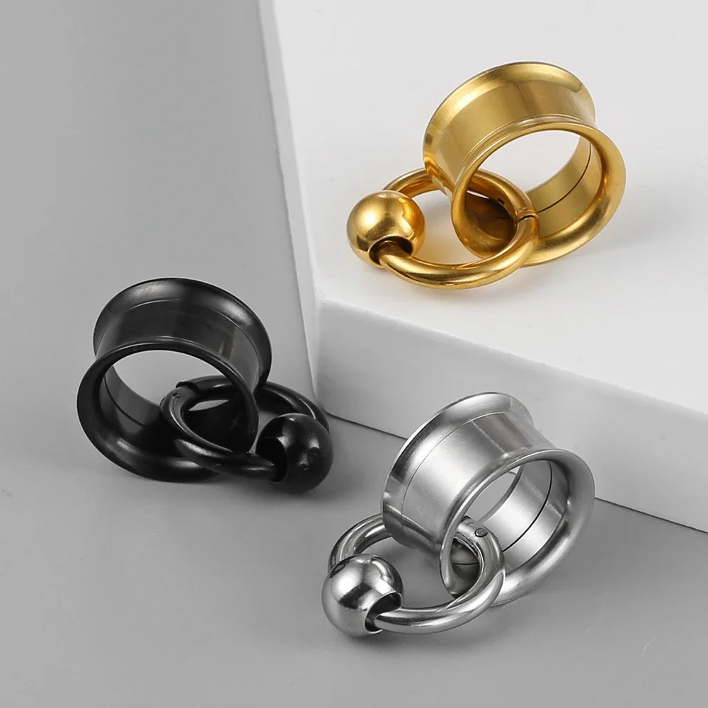 Body Jewelry 2PC/Set Stainless Steel Round Ear Gauges Plugs