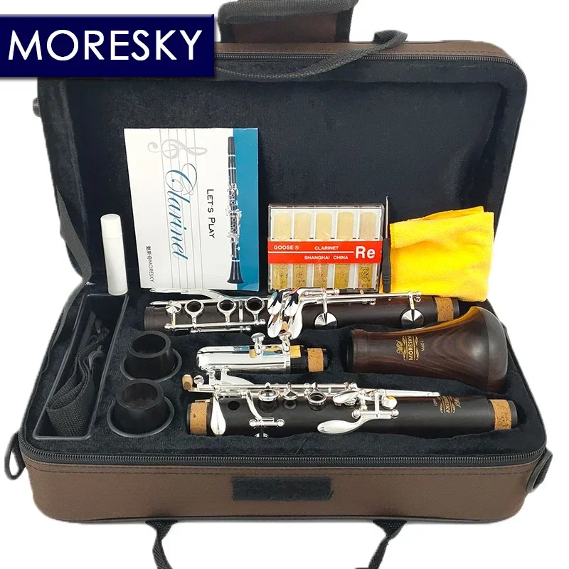 MORESKY Clarinet Bb Wood Ebony Silver Plated 17 Keys Grenadilla Sib Klarnet M601