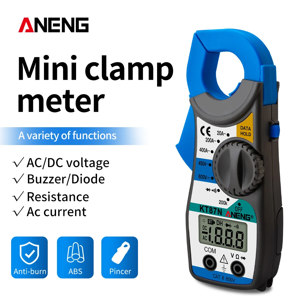 Mini Digital Clamp Meters AC/DC Voltage AC Current 600v True RMS ANENG KT87N Multimeter Capacitance Electrical Tester Tools