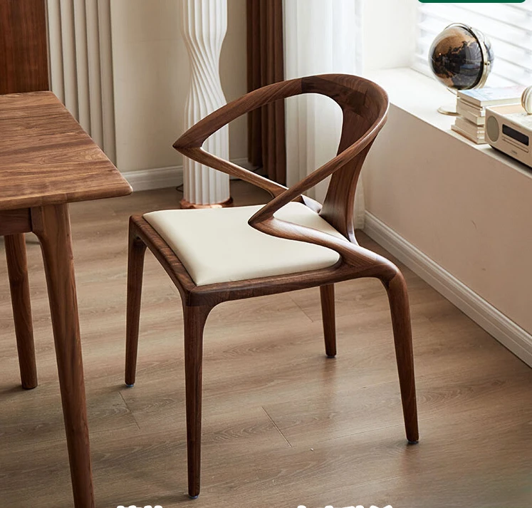 

North American Black Walnut Single Sofa Modern Minimalist Leisure Chair Italian Solid Wood Study Chair